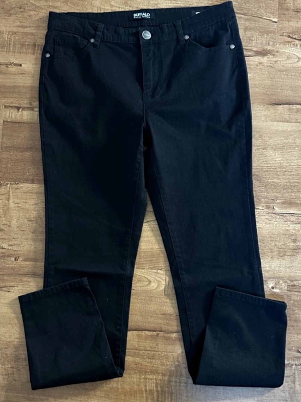 Buffalo David Bitton Black Straight Leg Mid-rise Skinny Jeans